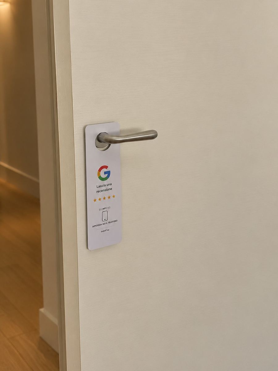 Appendino appeso alla porta di una camera d'hotel